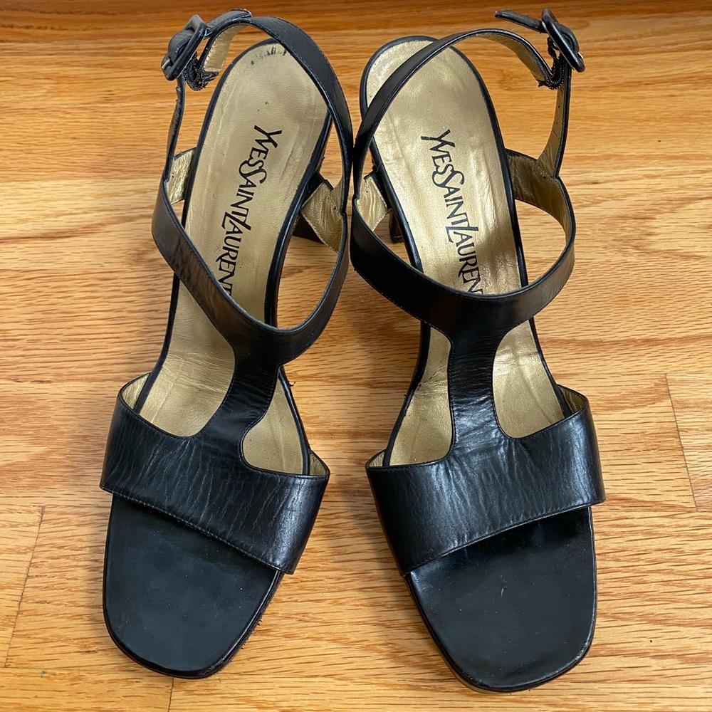 Yves Saint Laurent YSL Vintage Black Sandals 7.5